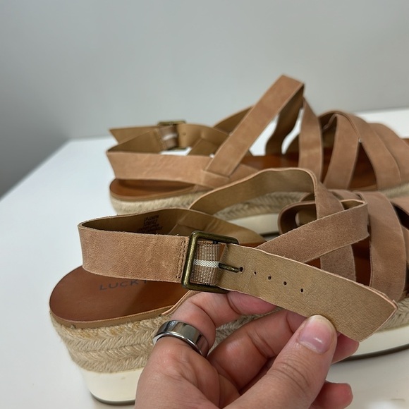 Lucky Brand Jokepa Brown Platform Wedge Espadrille Sandals Size 10 - Picture 14 of 16
